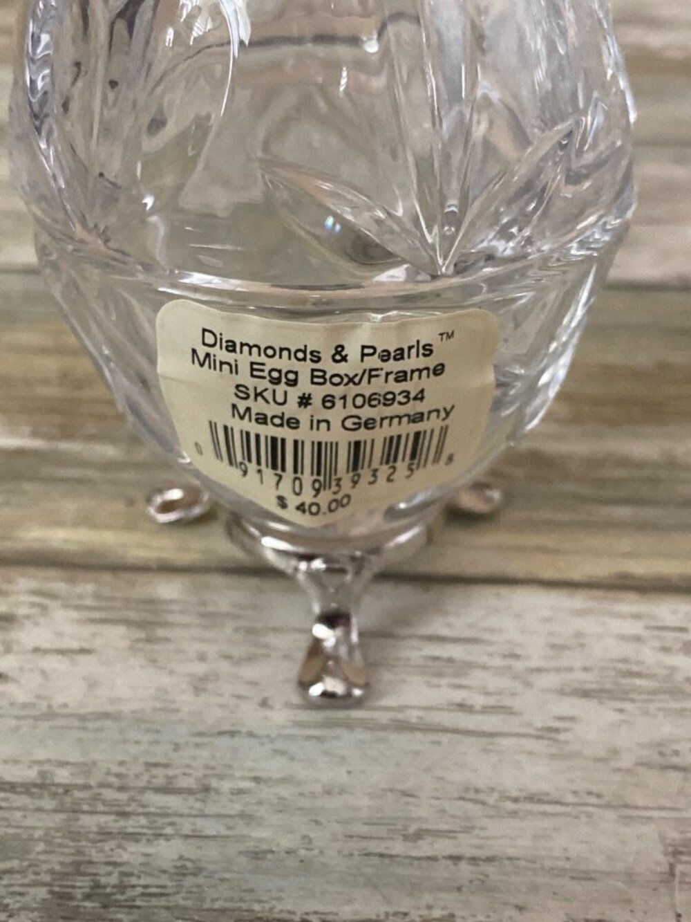 Lenox Crystal Egg Trinket Boxes Diamonds & Pearls Made in Germany Set of 2 - Picture 7 of 16